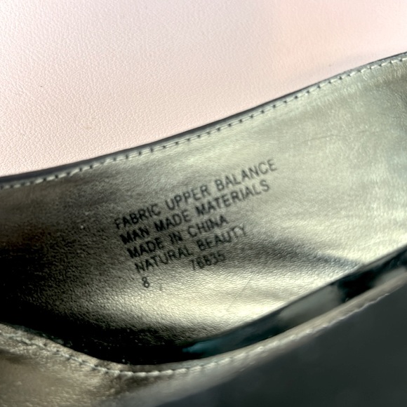 Black Satin Peep Toe Slingback Heels - Picture 7 of 7